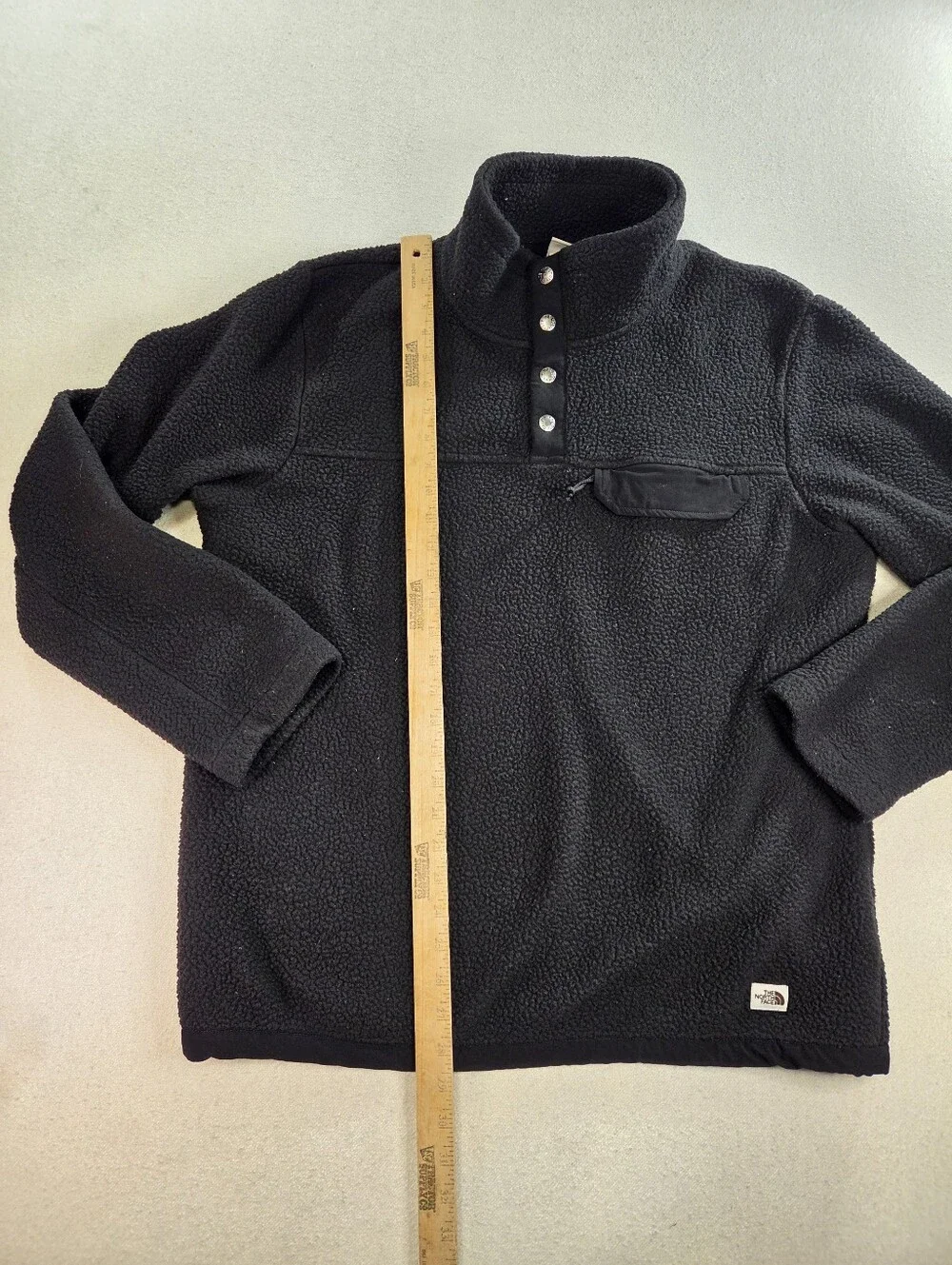 The North Face Cragmont Fleece Pullover Mens L Black 1/4 Snap